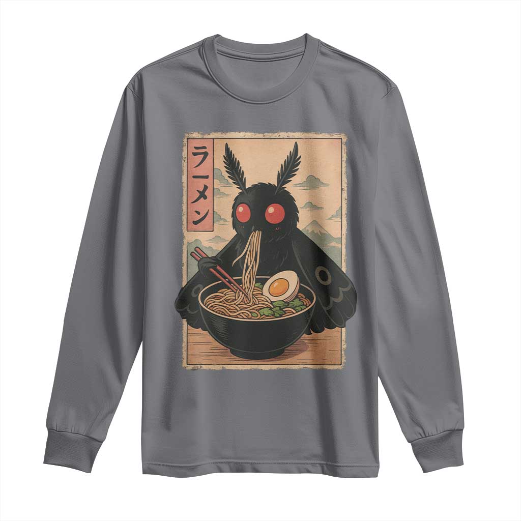 Funny Mothman Ramen Long Sleeve Shirt Japanese Kawaii Noodles Cryptid Retro Manga Anime - Wonder Print Shop