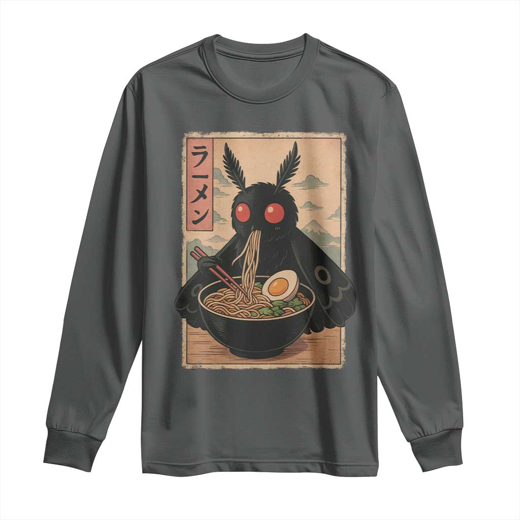 Funny Mothman Ramen Long Sleeve Shirt Japanese Kawaii Noodles Cryptid Retro Manga Anime - Wonder Print Shop
