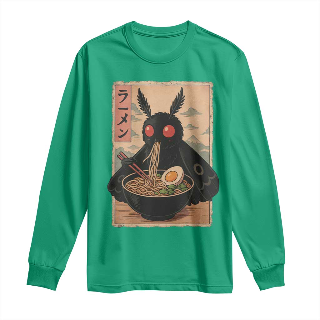 Funny Mothman Ramen Long Sleeve Shirt Japanese Kawaii Noodles Cryptid Retro Manga Anime - Wonder Print Shop