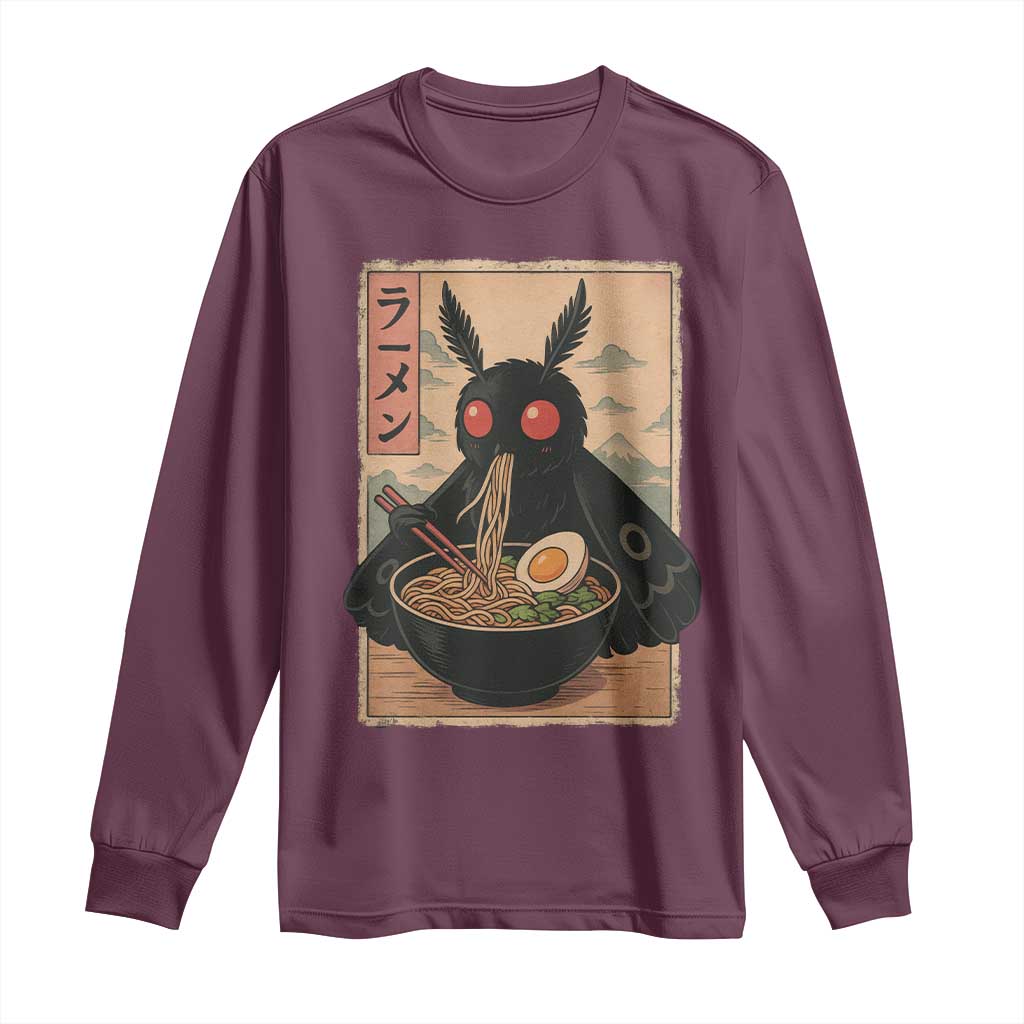 Funny Mothman Ramen Long Sleeve Shirt Japanese Kawaii Noodles Cryptid Retro Manga Anime - Wonder Print Shop