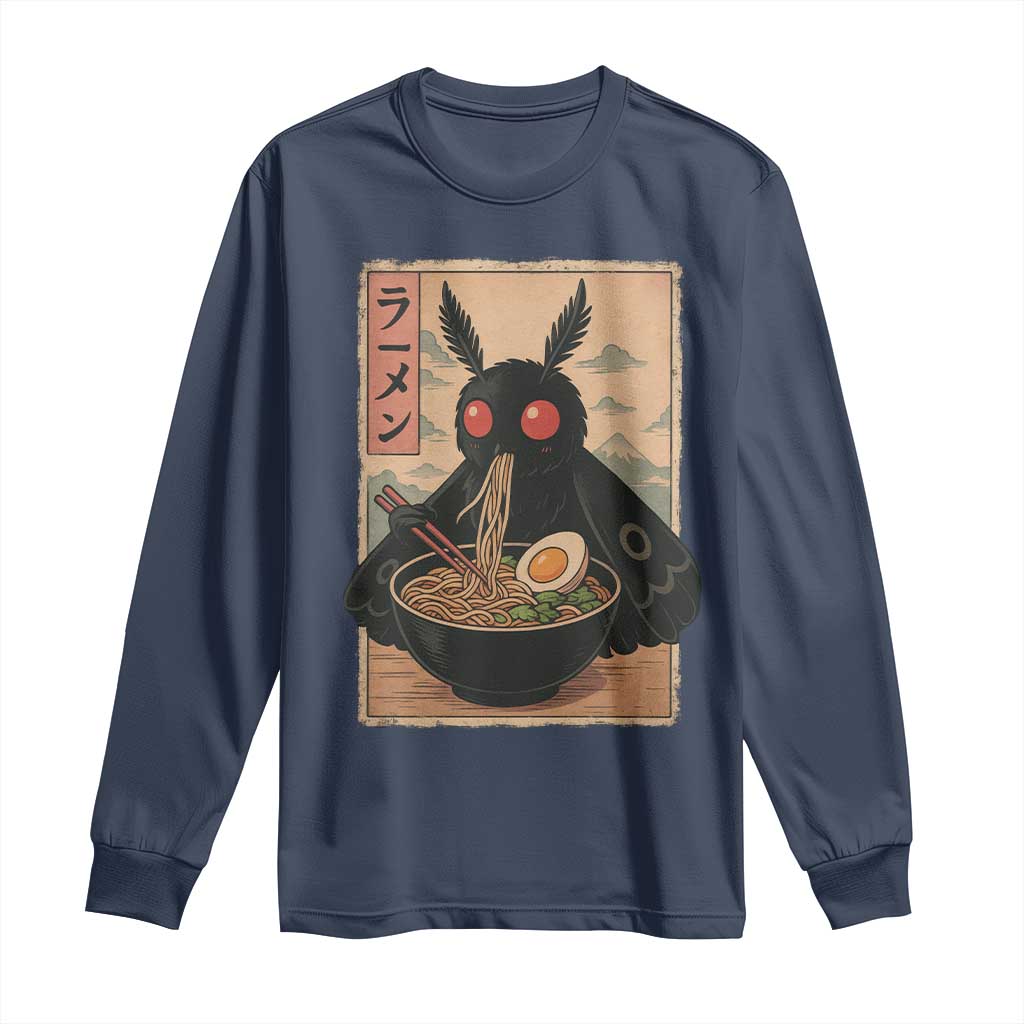 Funny Mothman Ramen Long Sleeve Shirt Japanese Kawaii Noodles Cryptid Retro Manga Anime - Wonder Print Shop