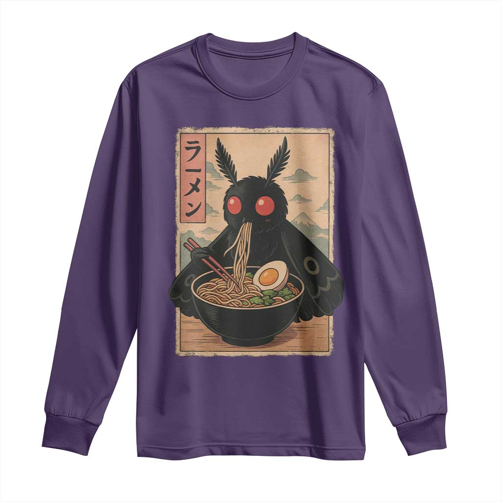 Funny Mothman Ramen Long Sleeve Shirt Japanese Kawaii Noodles Cryptid Retro Manga Anime - Wonder Print Shop