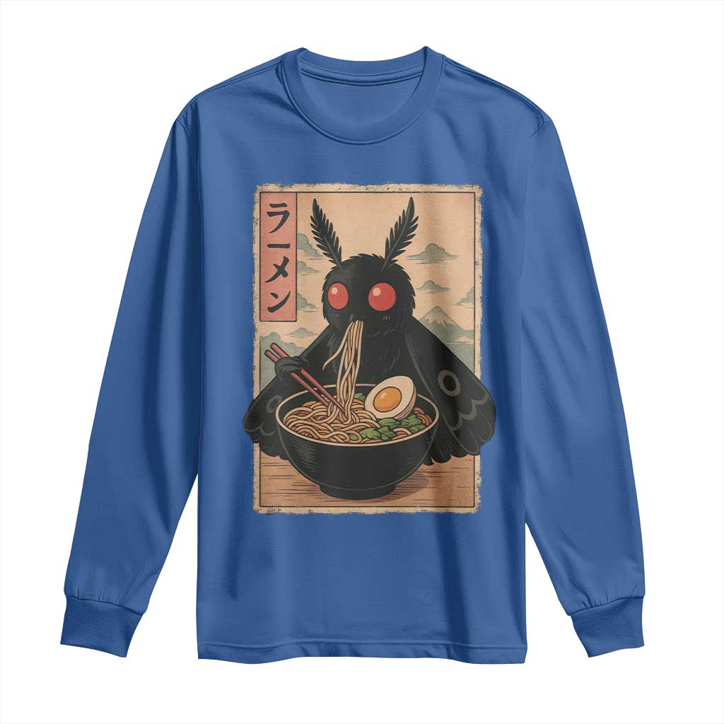 Funny Mothman Ramen Long Sleeve Shirt Japanese Kawaii Noodles Cryptid Retro Manga Anime - Wonder Print Shop