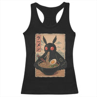 Funny Mothman Ramen Racerback Tank Top Japanese Kawaii Noodles Cryptid Retro Manga Anime - Wonder Print Shop