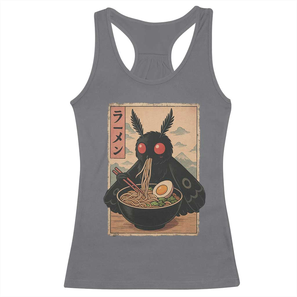 Funny Mothman Ramen Racerback Tank Top Japanese Kawaii Noodles Cryptid Retro Manga Anime - Wonder Print Shop