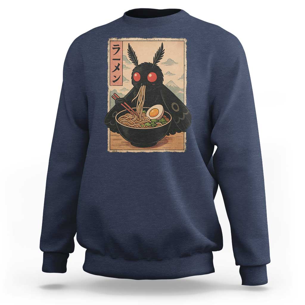 Funny Mothman Ramen Sweatshirt Japanese Kawaii Noodles Cryptid Retro Manga Anime - Wonder Print Shop