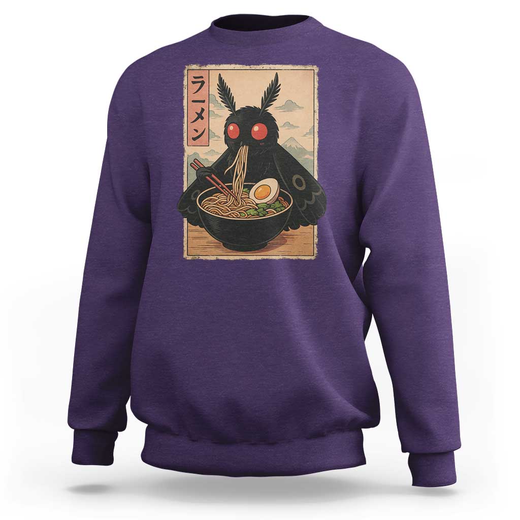 Funny Mothman Ramen Sweatshirt Japanese Kawaii Noodles Cryptid Retro Manga Anime - Wonder Print Shop