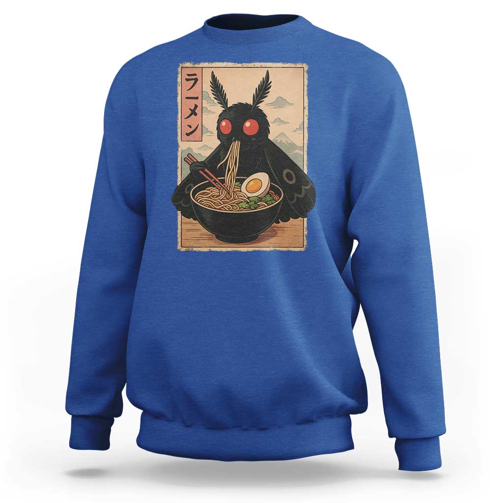 Funny Mothman Ramen Sweatshirt Japanese Kawaii Noodles Cryptid Retro Manga Anime - Wonder Print Shop