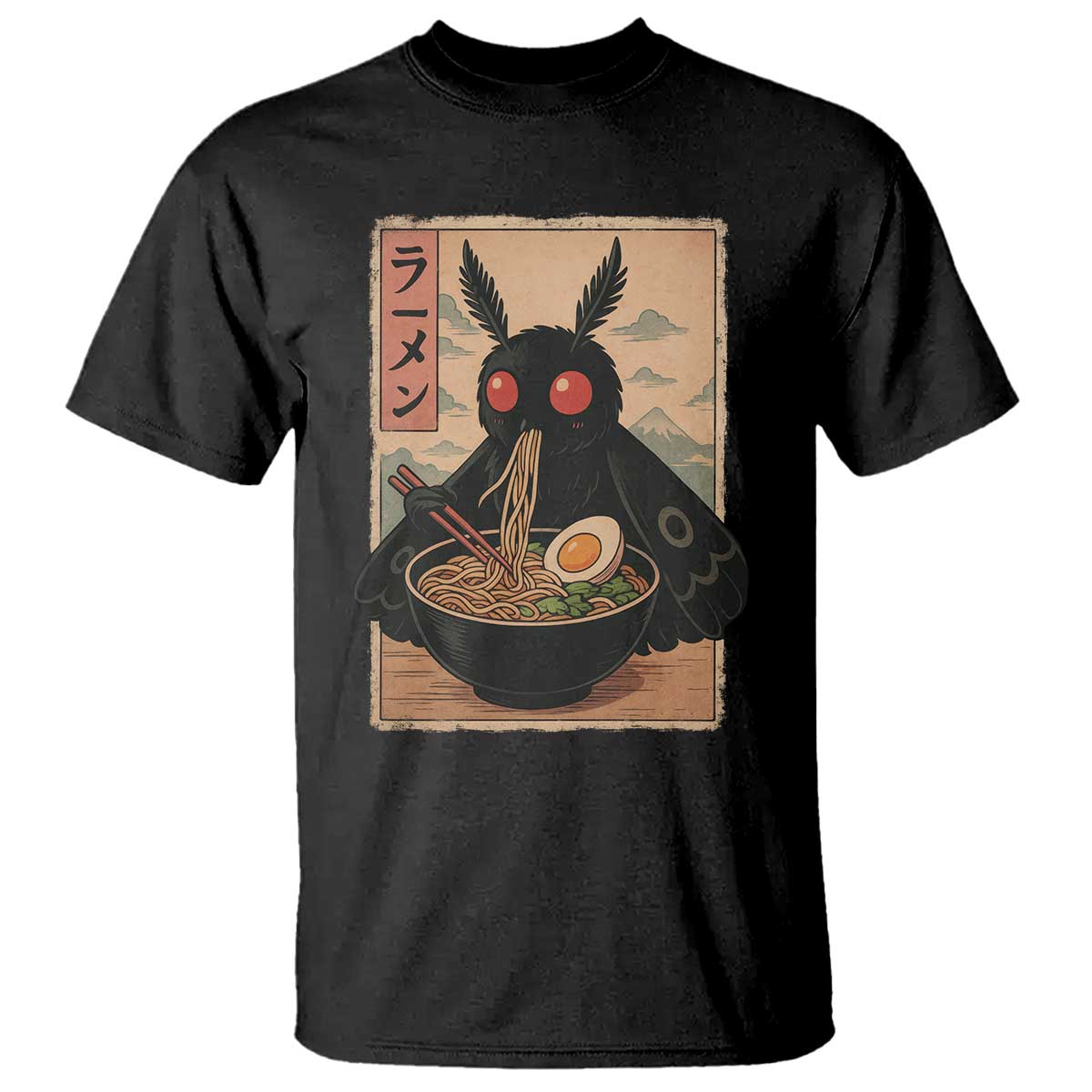 Funny Mothman Ramen T Shirt Japanese Kawaii Noodles Cryptid Retro Manga Anime - Wonder Print Shop