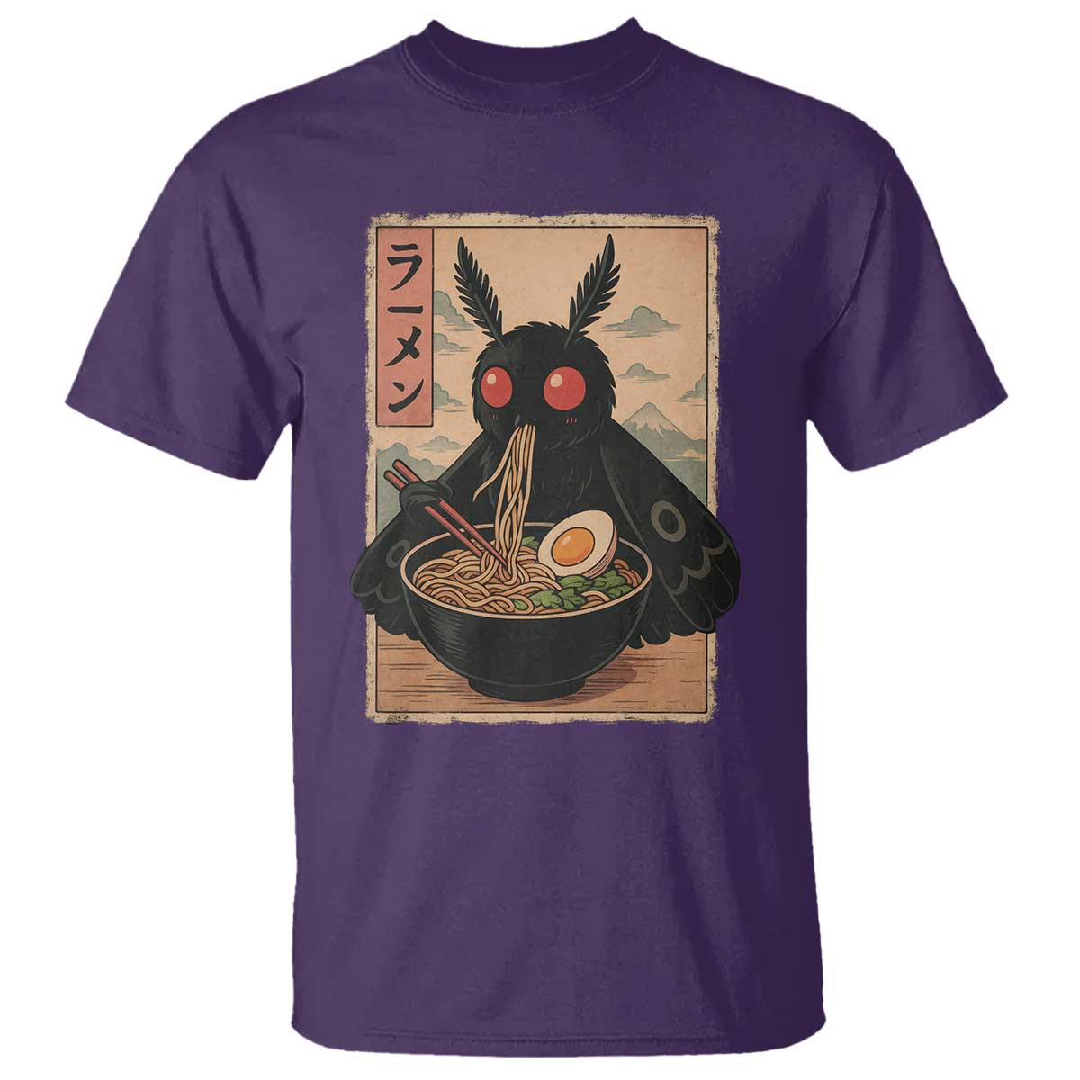 Funny Mothman Ramen T Shirt Japanese Kawaii Noodles Cryptid Retro Manga Anime - Wonder Print Shop