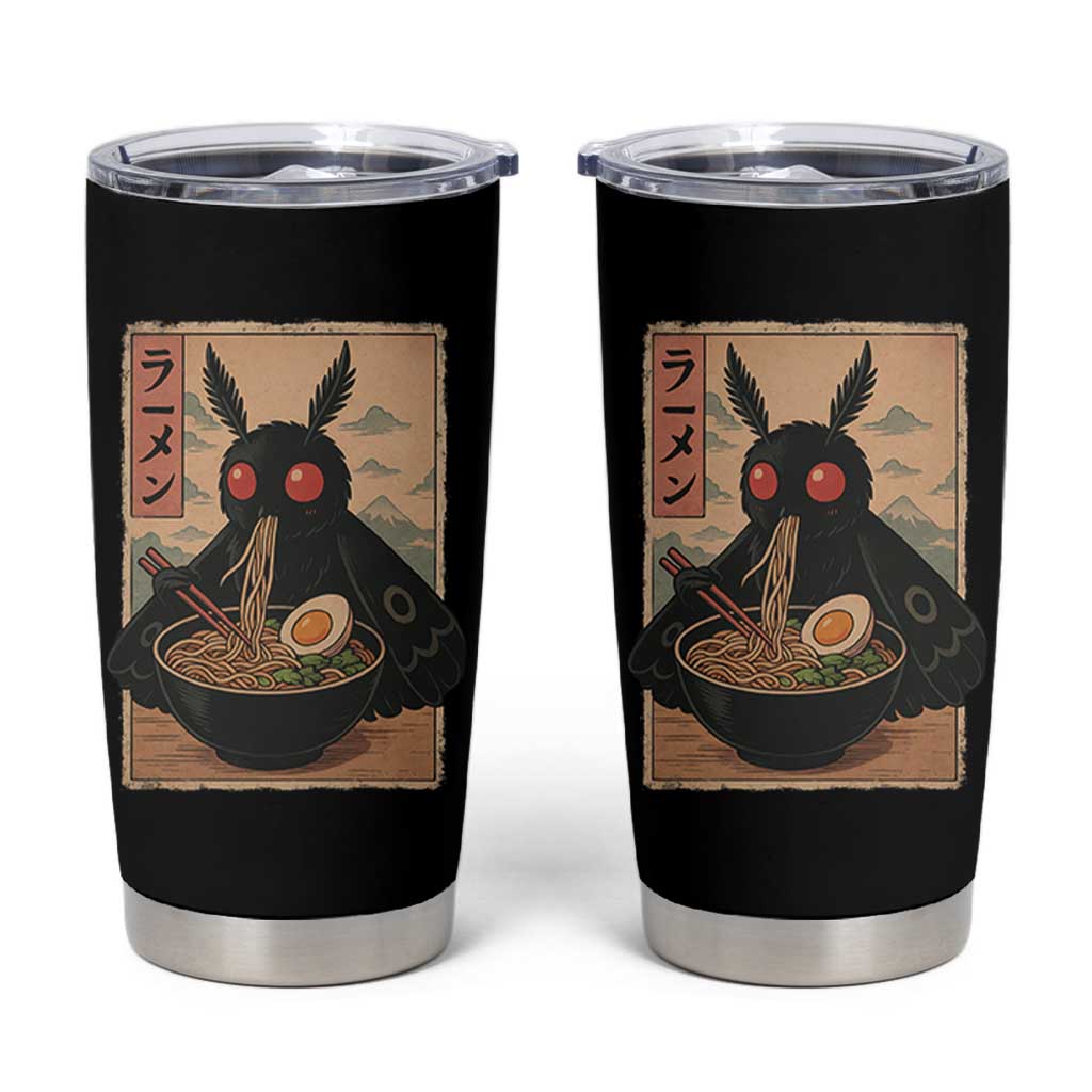 Funny Mothman Ramen Tumbler Cup Japanese Kawaii Noodles Cryptid Retro Manga Anime - Wonder Print Shop