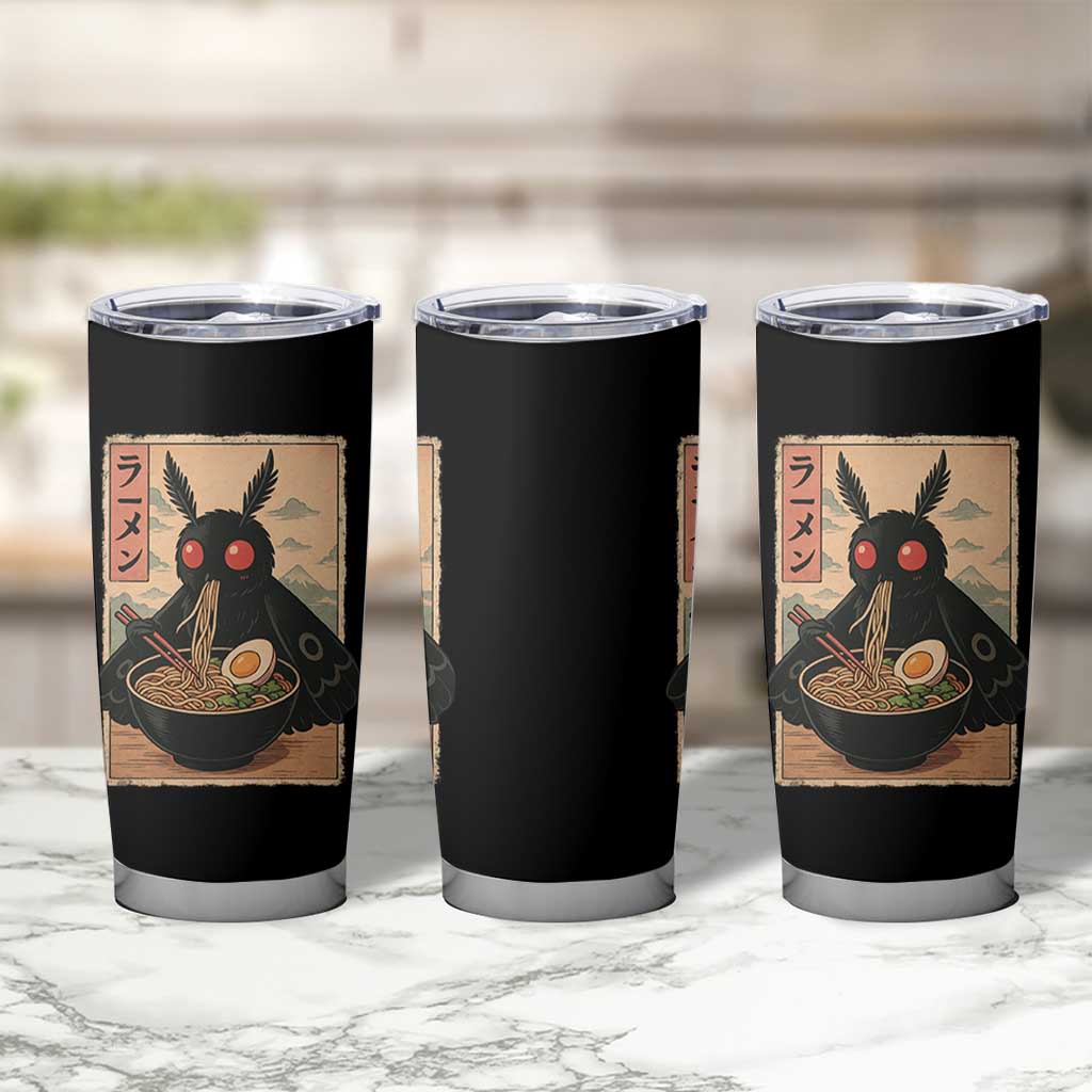 Funny Mothman Ramen Tumbler Cup Japanese Kawaii Noodles Cryptid Retro Manga Anime - Wonder Print Shop