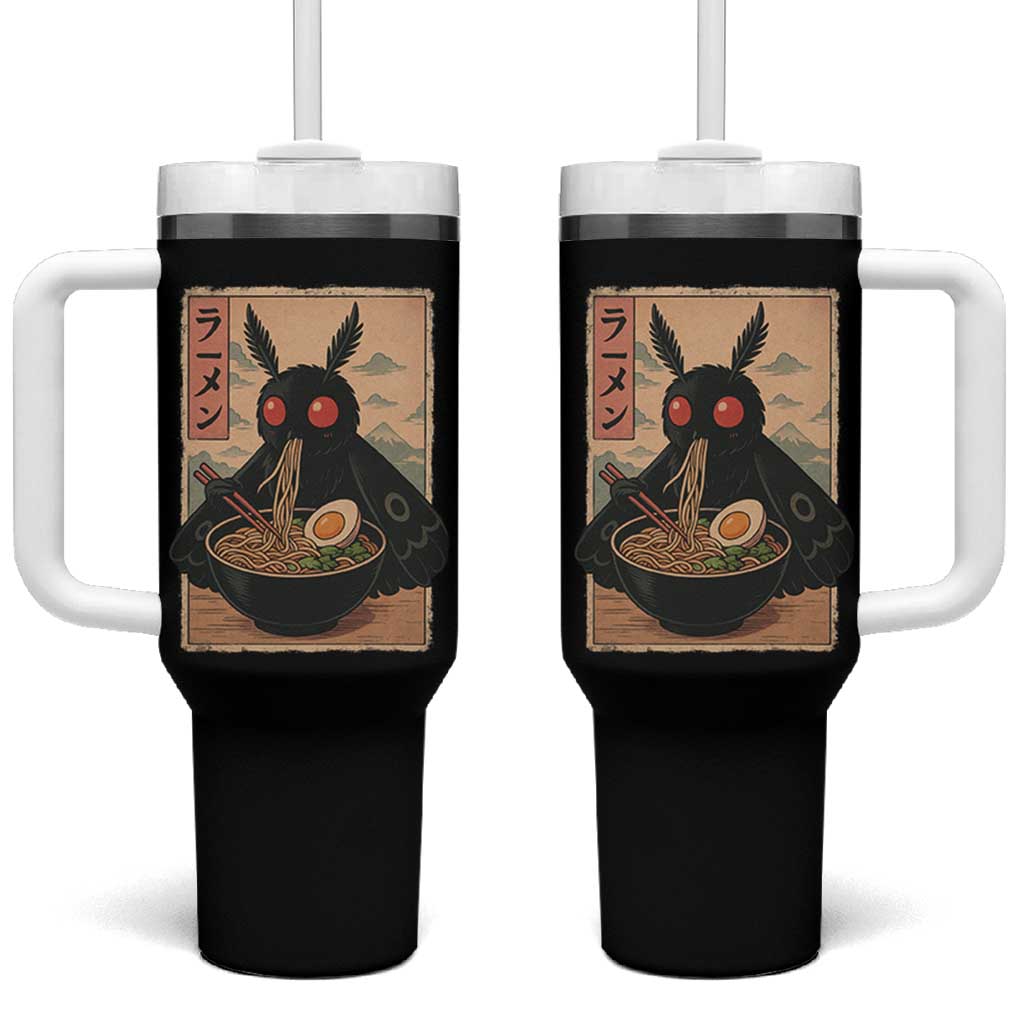 Funny Mothman Ramen Tumbler With Handle Japanese Kawaii Noodles Cryptid Retro Manga Anime - Wonder Print Shop