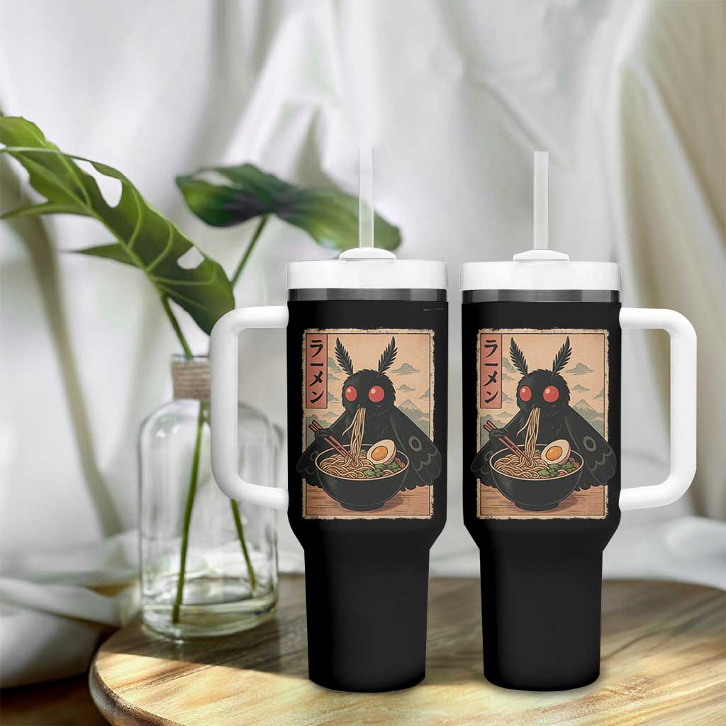 Funny Mothman Ramen Tumbler With Handle Japanese Kawaii Noodles Cryptid Retro Manga Anime - Wonder Print Shop
