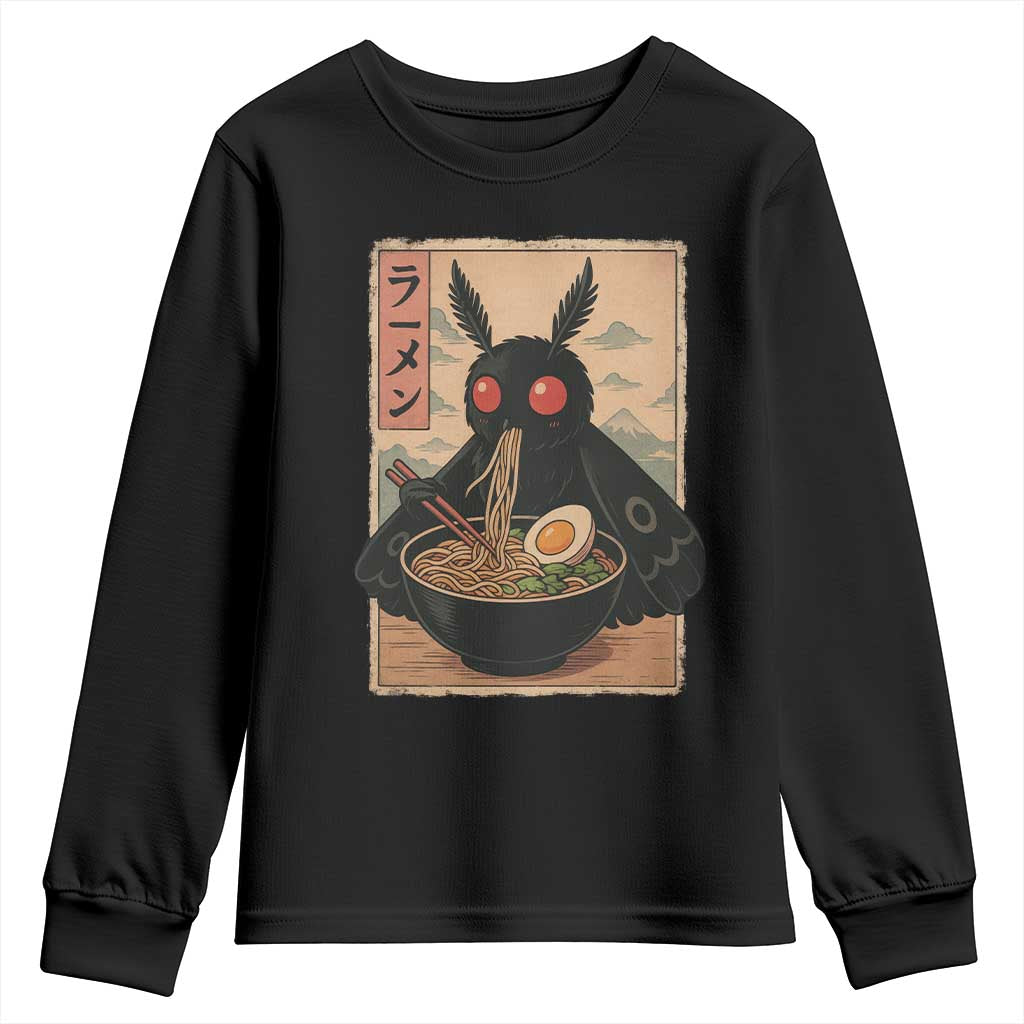 Funny Mothman Ramen Youth Sweatshirt Japanese Kawaii Noodles Cryptid Retro Manga Anime - Wonder Print Shop