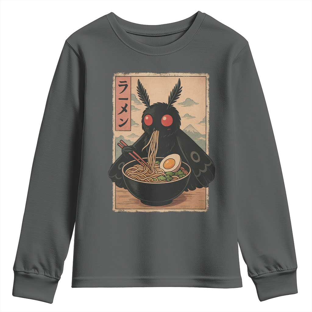 Funny Mothman Ramen Youth Sweatshirt Japanese Kawaii Noodles Cryptid Retro Manga Anime - Wonder Print Shop
