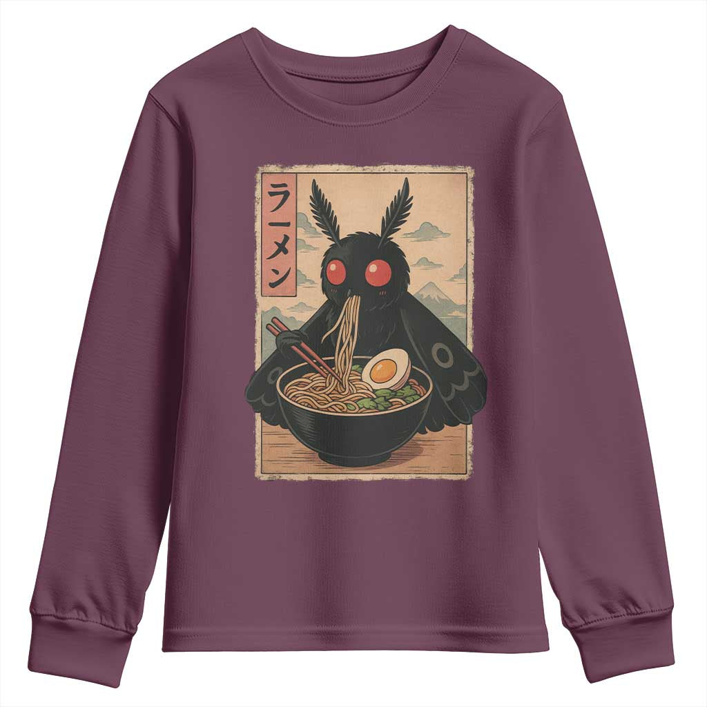 Funny Mothman Ramen Youth Sweatshirt Japanese Kawaii Noodles Cryptid Retro Manga Anime - Wonder Print Shop