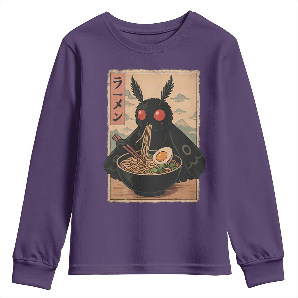 Funny Mothman Ramen Youth Sweatshirt Japanese Kawaii Noodles Cryptid Retro Manga Anime - Wonder Print Shop