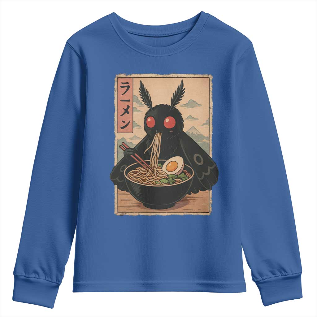 Funny Mothman Ramen Youth Sweatshirt Japanese Kawaii Noodles Cryptid Retro Manga Anime - Wonder Print Shop