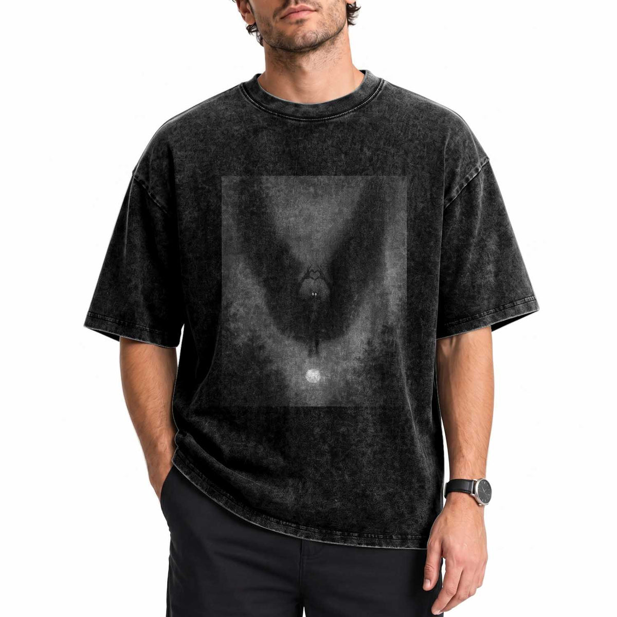 Mothman Washed Cotton T-Shirt Horror Poster Halloween Cryptid Lover