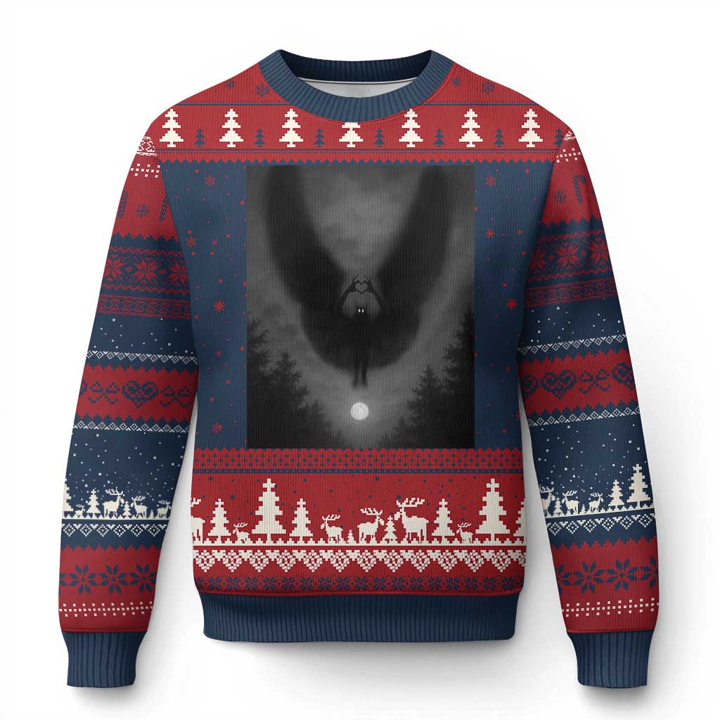 Mothman Ugly Christmas Sweater Horror Poster Halloween Cryptid Lover - Wonder Print Shop