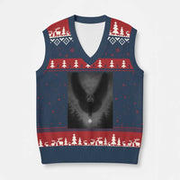 Mothman V-Neck Knit Sweater Vest Horror Poster Halloween Cryptid Lover - Wonder Print Shop