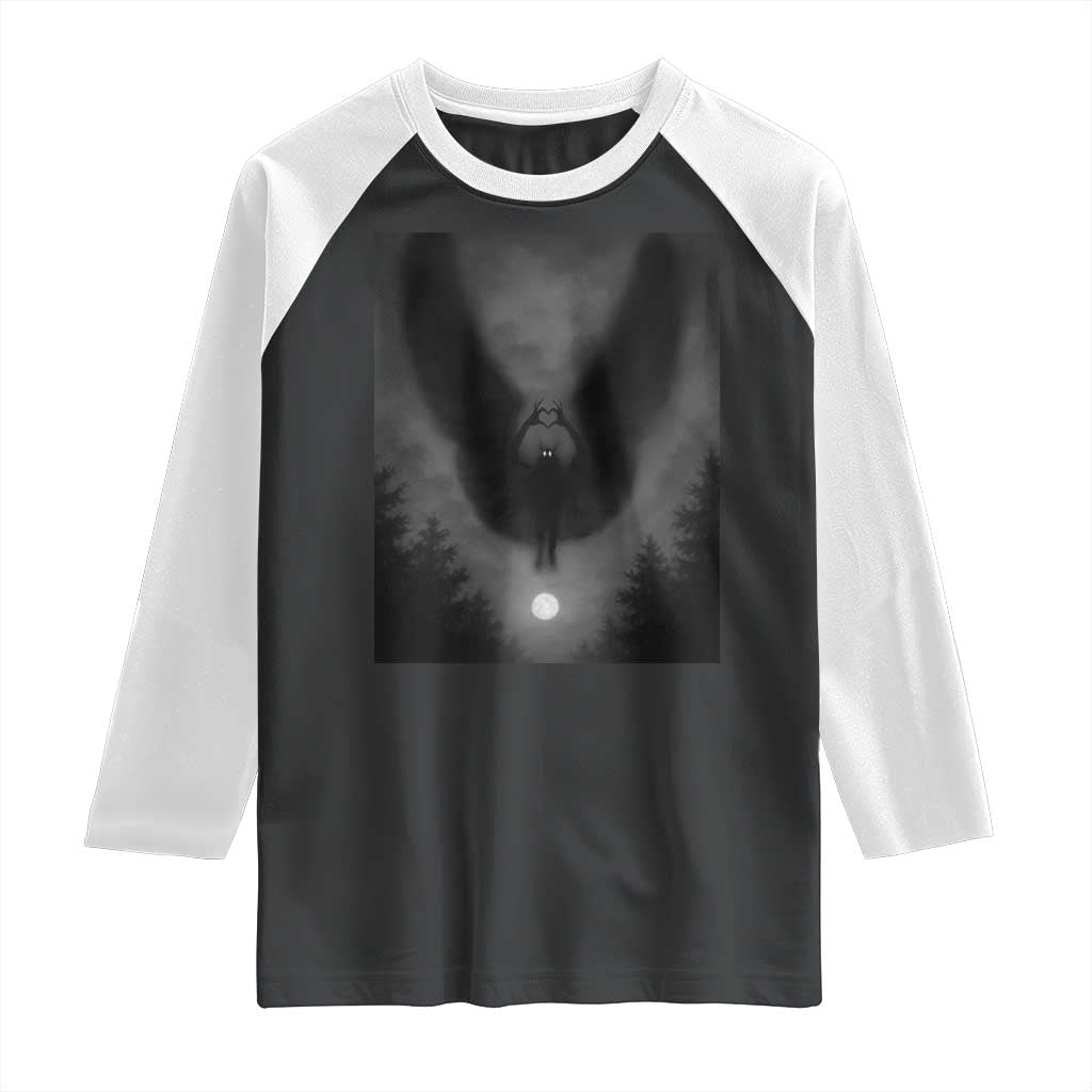 Mothman Raglan Shirt Horror Poster Halloween Cryptid Lover - Wonder Print Shop