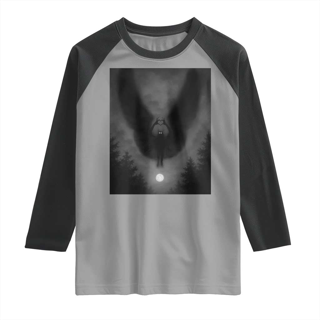 Mothman Raglan Shirt Horror Poster Halloween Cryptid Lover - Wonder Print Shop