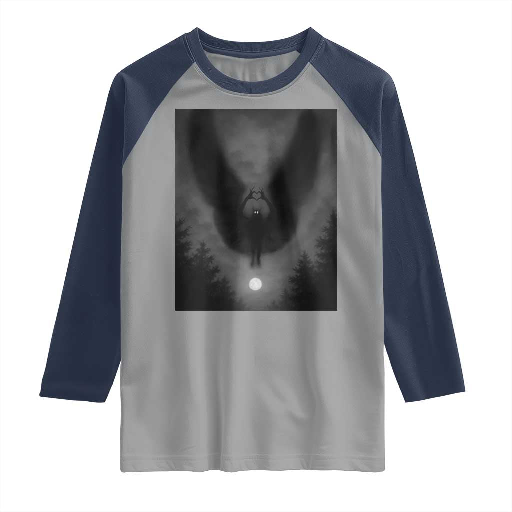 Mothman Raglan Shirt Horror Poster Halloween Cryptid Lover - Wonder Print Shop