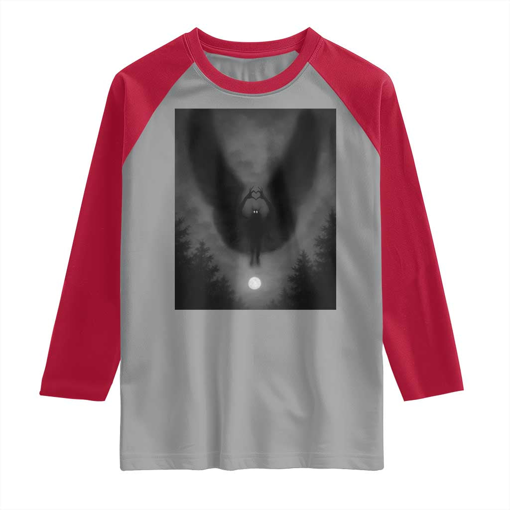 Mothman Raglan Shirt Horror Poster Halloween Cryptid Lover - Wonder Print Shop