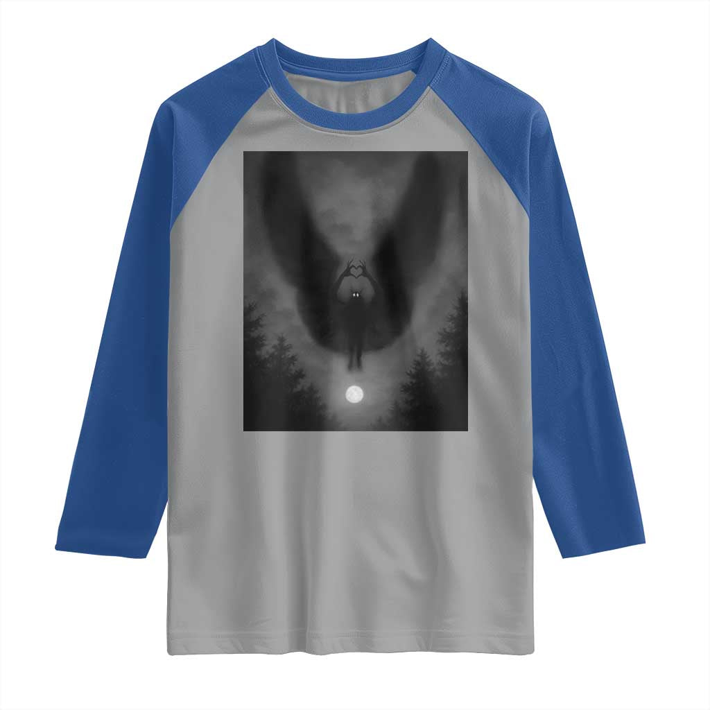 Mothman Raglan Shirt Horror Poster Halloween Cryptid Lover - Wonder Print Shop