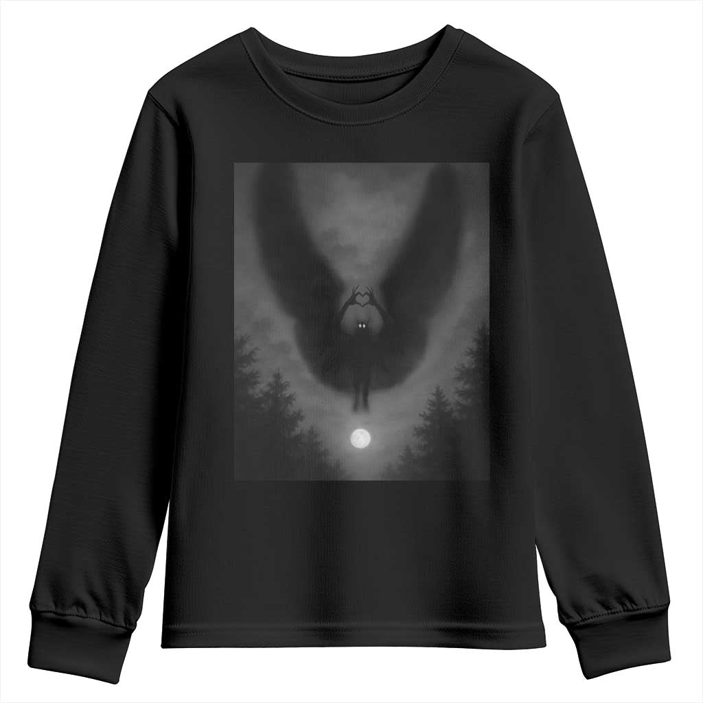 Mothman Youth Sweatshirt Horror Poster Halloween Cryptid Lover - Wonder Print Shop