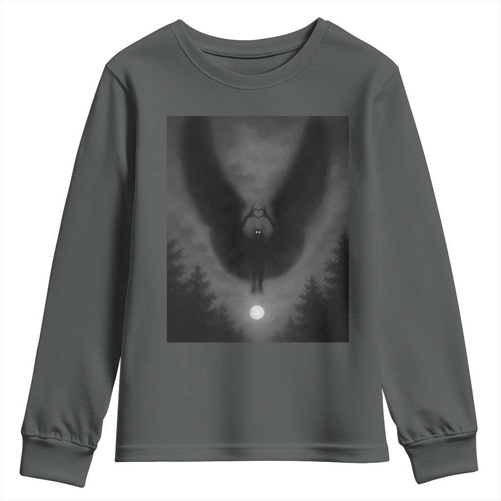 Mothman Youth Sweatshirt Horror Poster Halloween Cryptid Lover - Wonder Print Shop