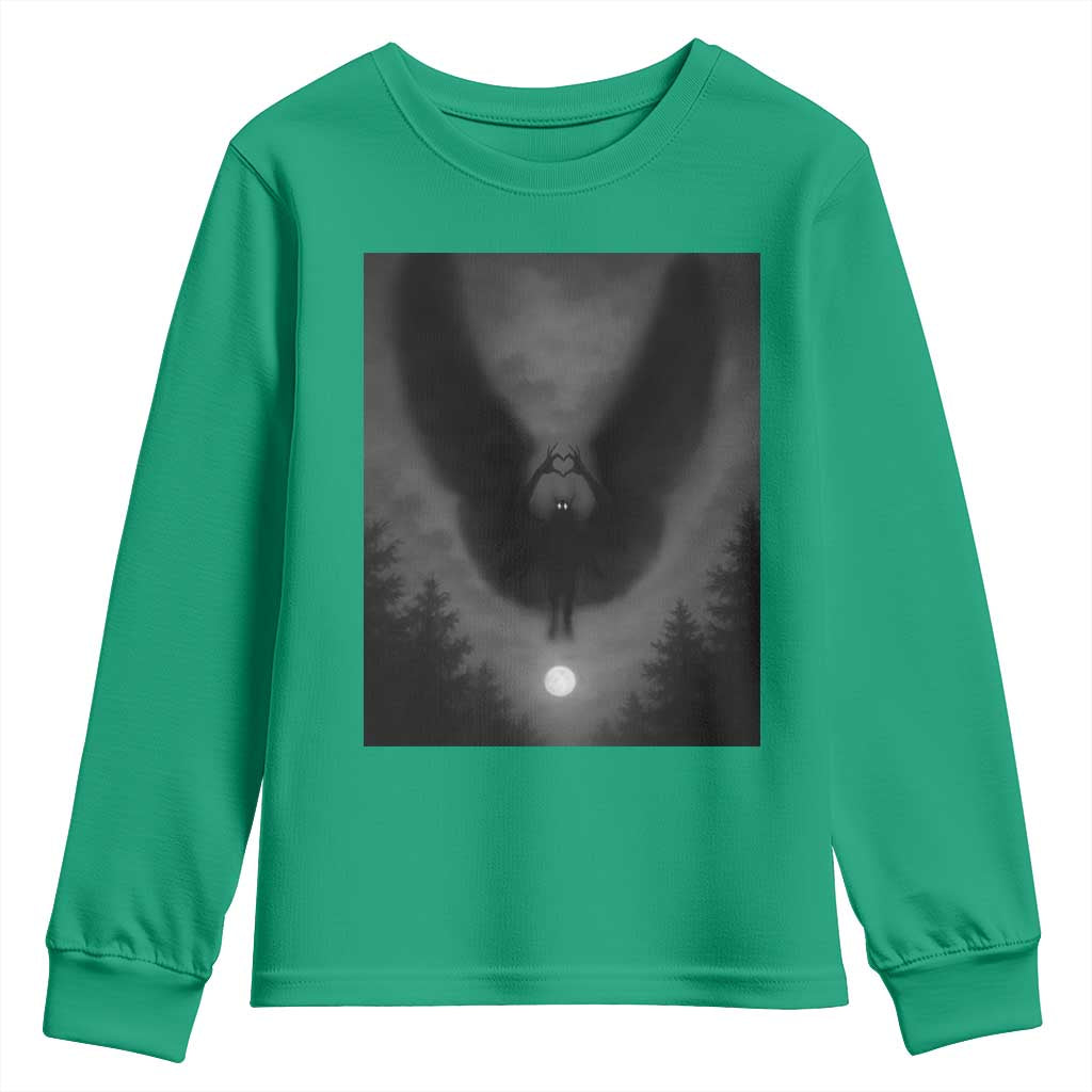 Mothman Youth Sweatshirt Horror Poster Halloween Cryptid Lover - Wonder Print Shop