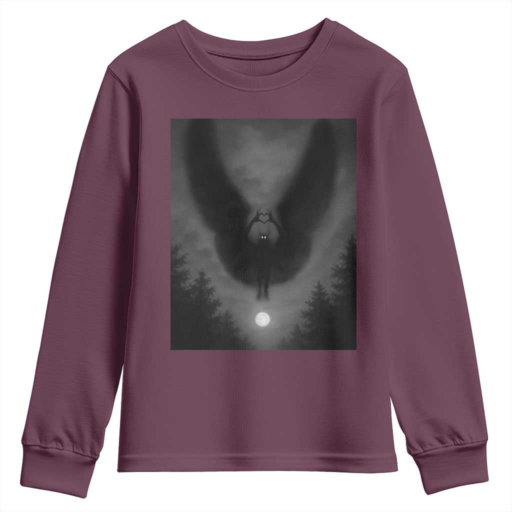 Mothman Youth Sweatshirt Horror Poster Halloween Cryptid Lover - Wonder Print Shop