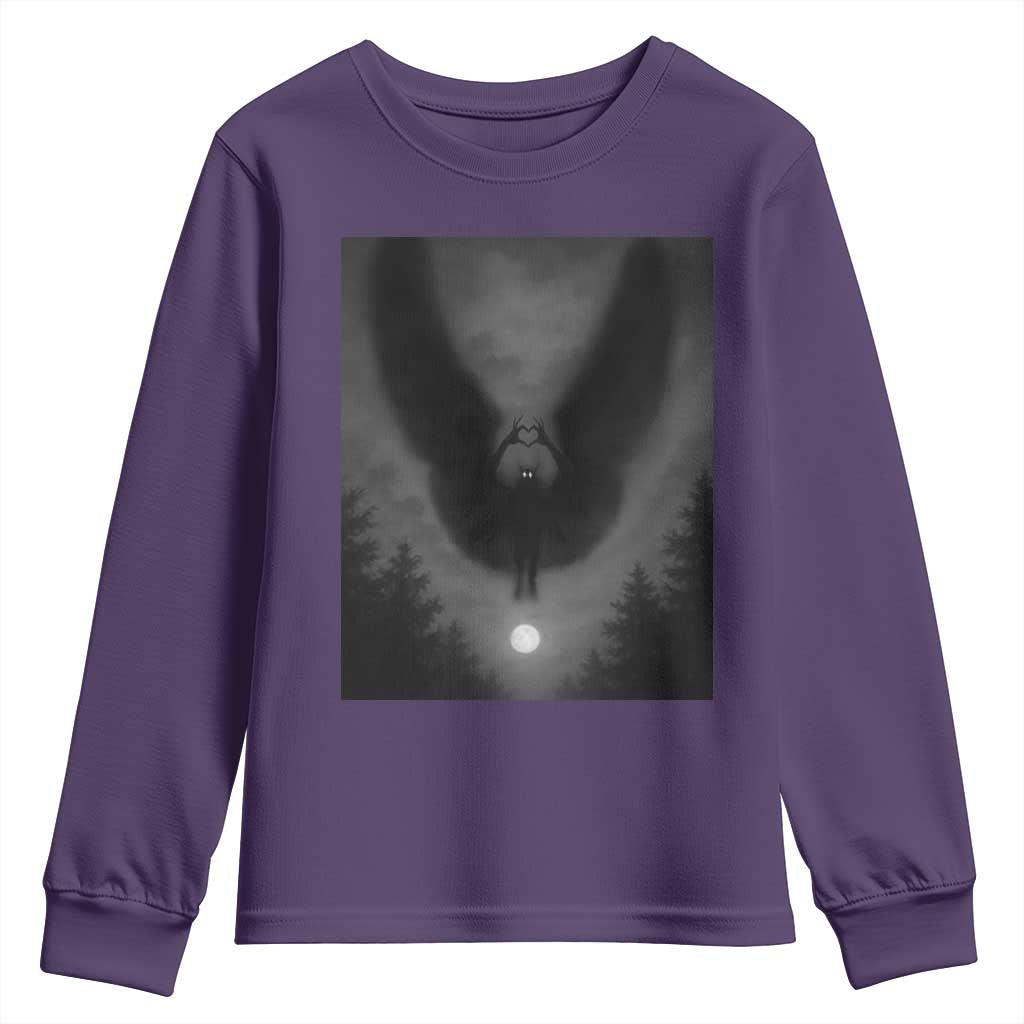 Mothman Youth Sweatshirt Horror Poster Halloween Cryptid Lover - Wonder Print Shop