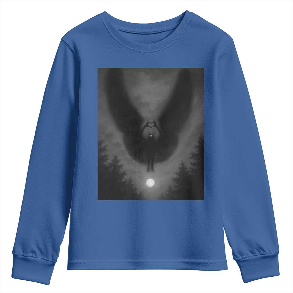 Mothman Youth Sweatshirt Horror Poster Halloween Cryptid Lover - Wonder Print Shop