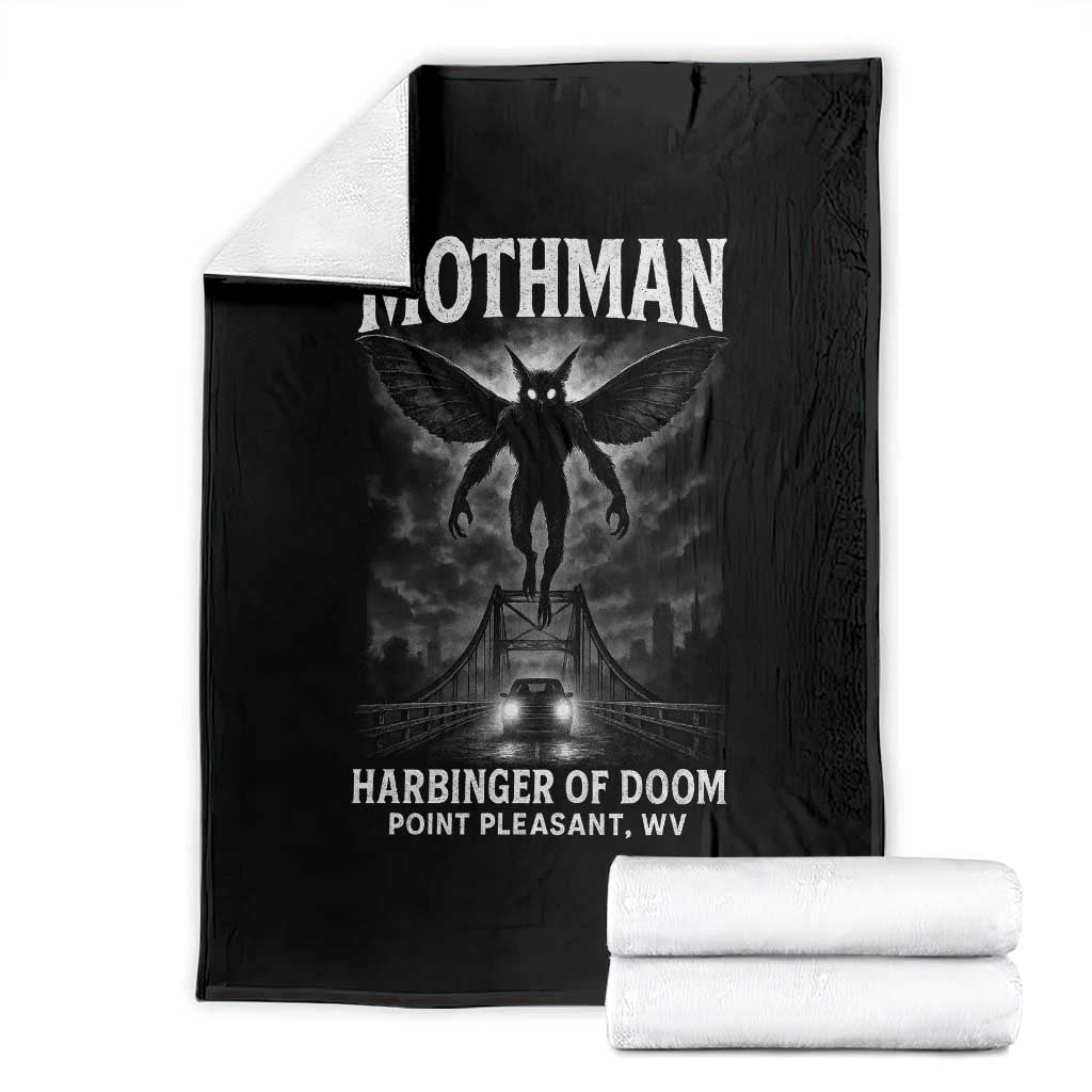 Mothman Throw Blanket Horror Poster Halloween Harbinger of Doom Cryptid Creature - Wonder Print Shop