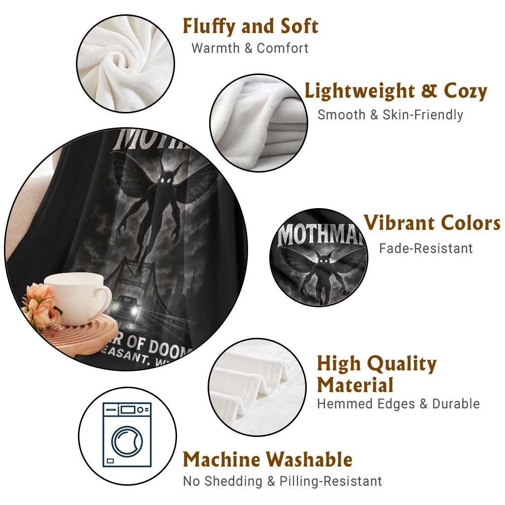 Mothman Throw Blanket Horror Poster Halloween Harbinger of Doom Cryptid Creature - Wonder Print Shop