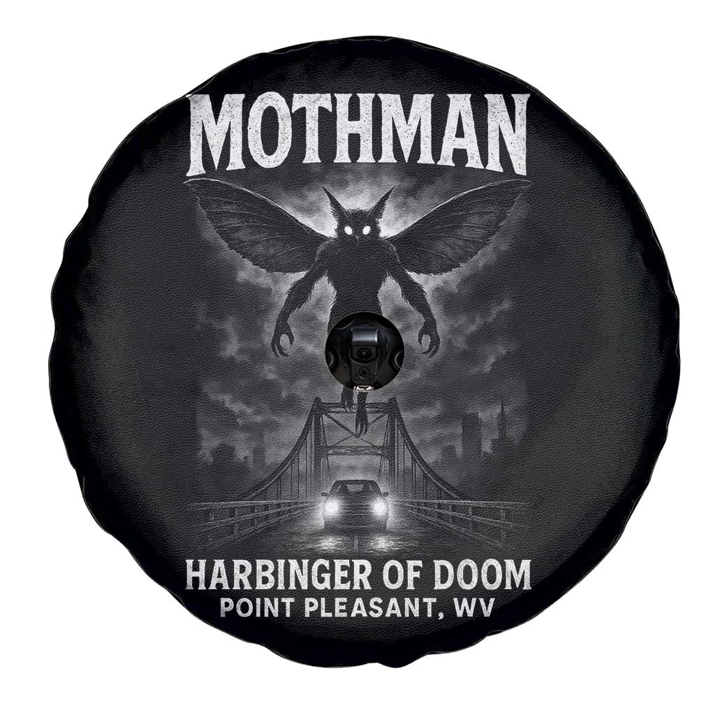 Mothman Spare Tire Cover Horror Poster Halloween Harbinger of Doom Cryptid Creature - Wonder Print Shop