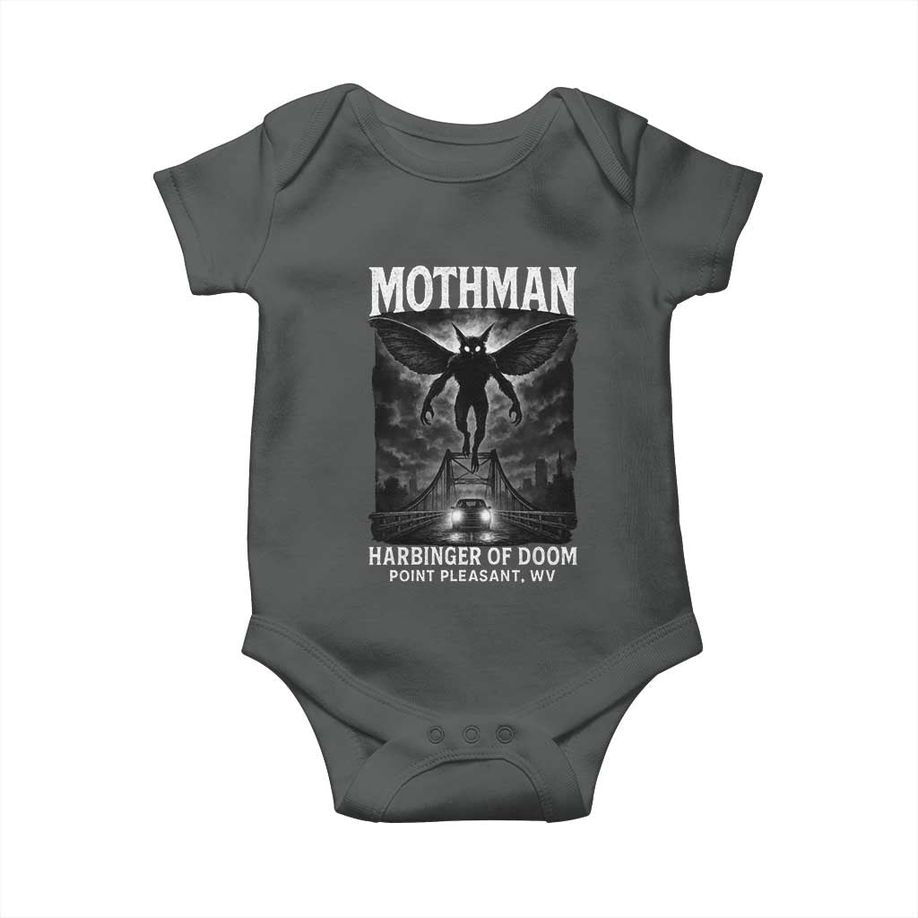 Mothman Baby Onesie Horror Poster Halloween Harbinger of Doom Cryptid Creature - Wonder Print Shop