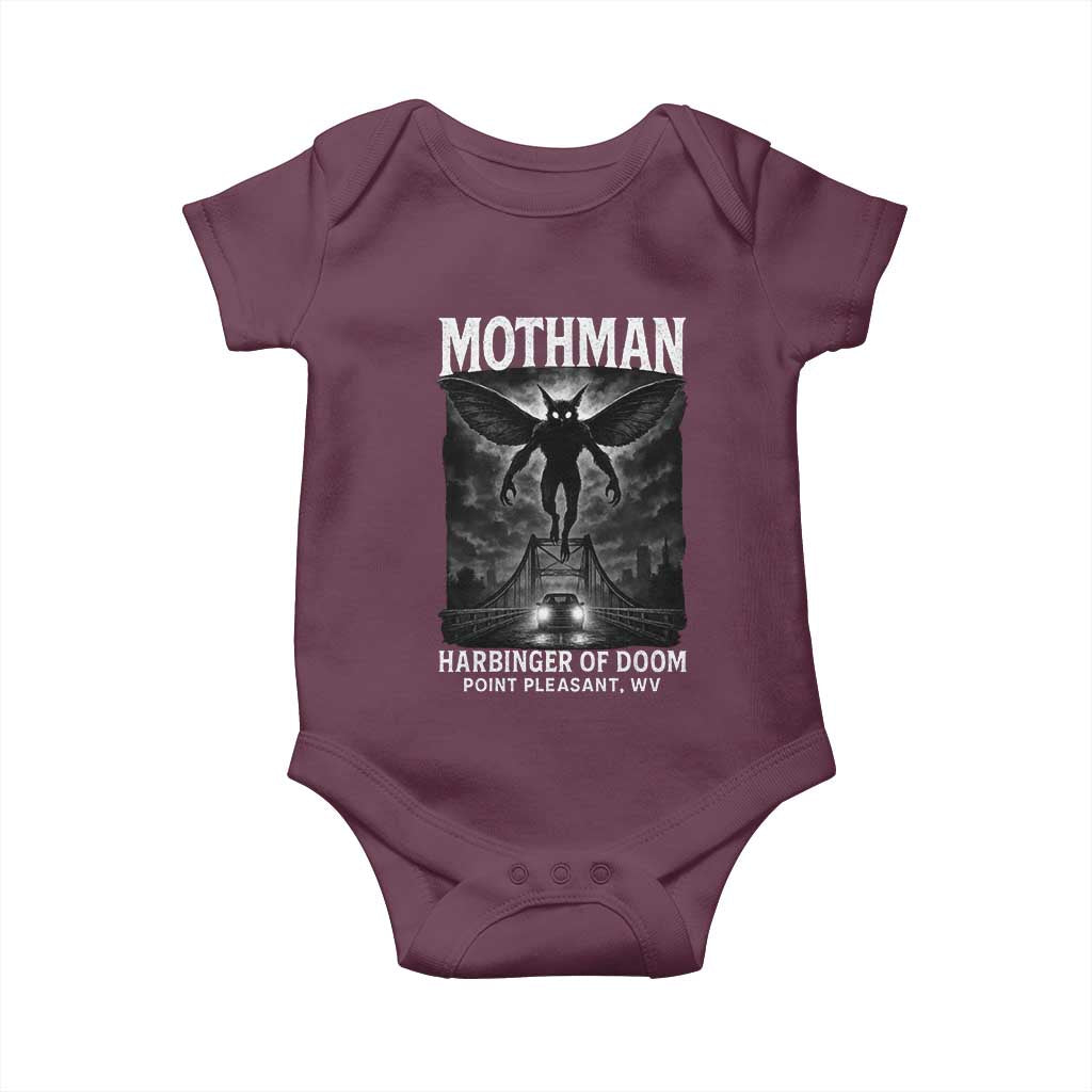 Mothman Baby Onesie Horror Poster Halloween Harbinger of Doom Cryptid Creature - Wonder Print Shop