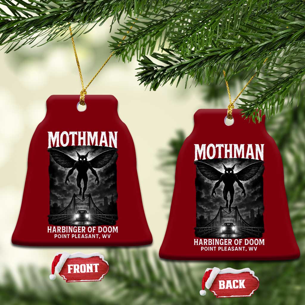 Mothman Ceramic Ornament Horror Poster Halloween Harbinger of Doom Cryptid Creature - Wonder Print Shop