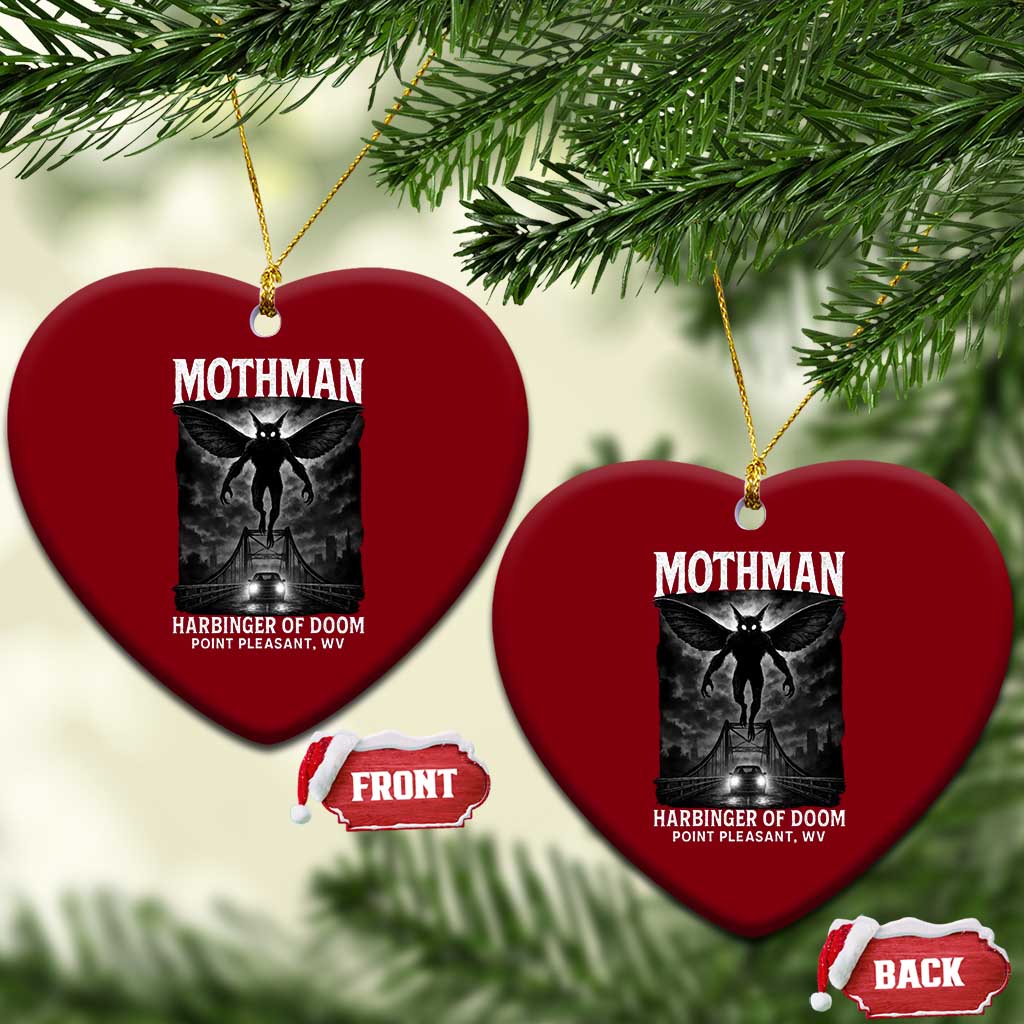 Mothman Ceramic Ornament Horror Poster Halloween Harbinger of Doom Cryptid Creature - Wonder Print Shop