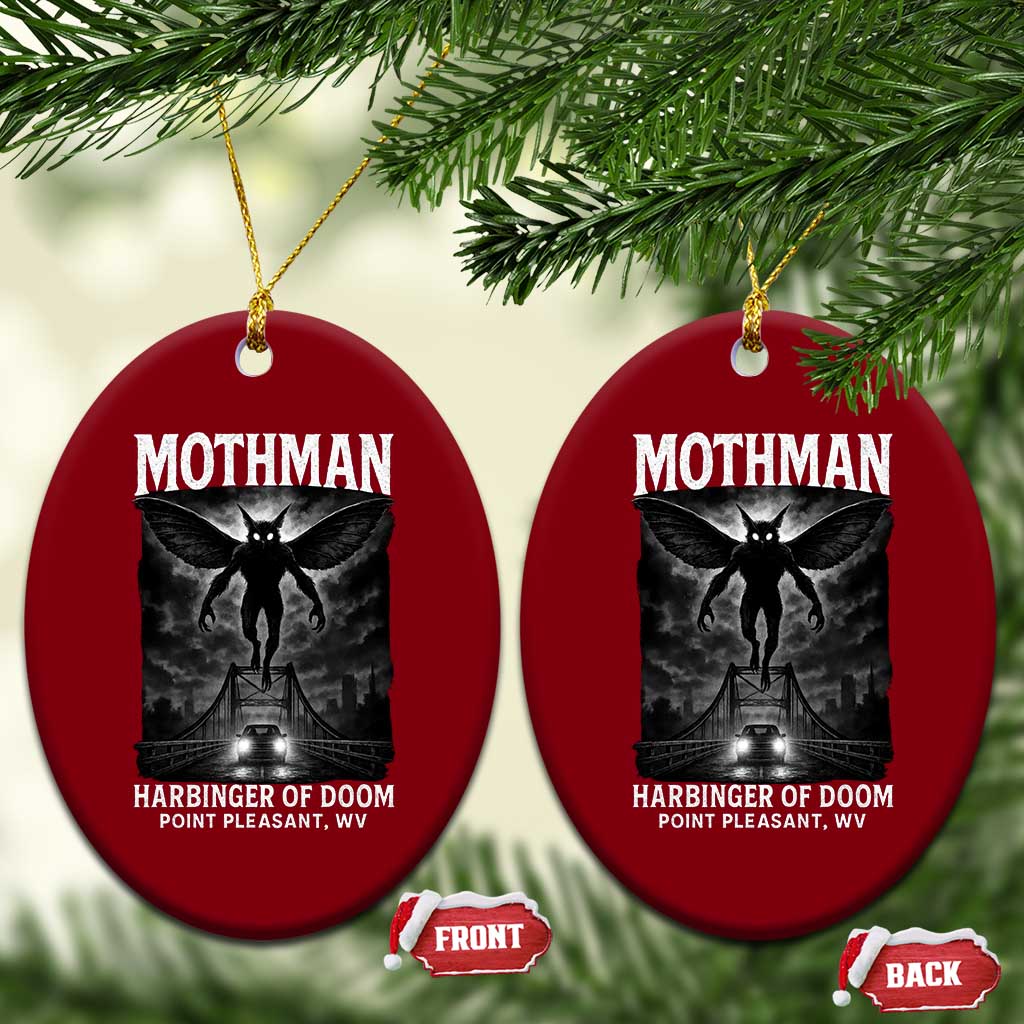 Mothman Ceramic Ornament Horror Poster Halloween Harbinger of Doom Cryptid Creature - Wonder Print Shop