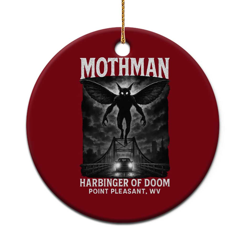 Mothman Ceramic Ornament Horror Poster Halloween Harbinger of Doom Cryptid Creature - Wonder Print Shop