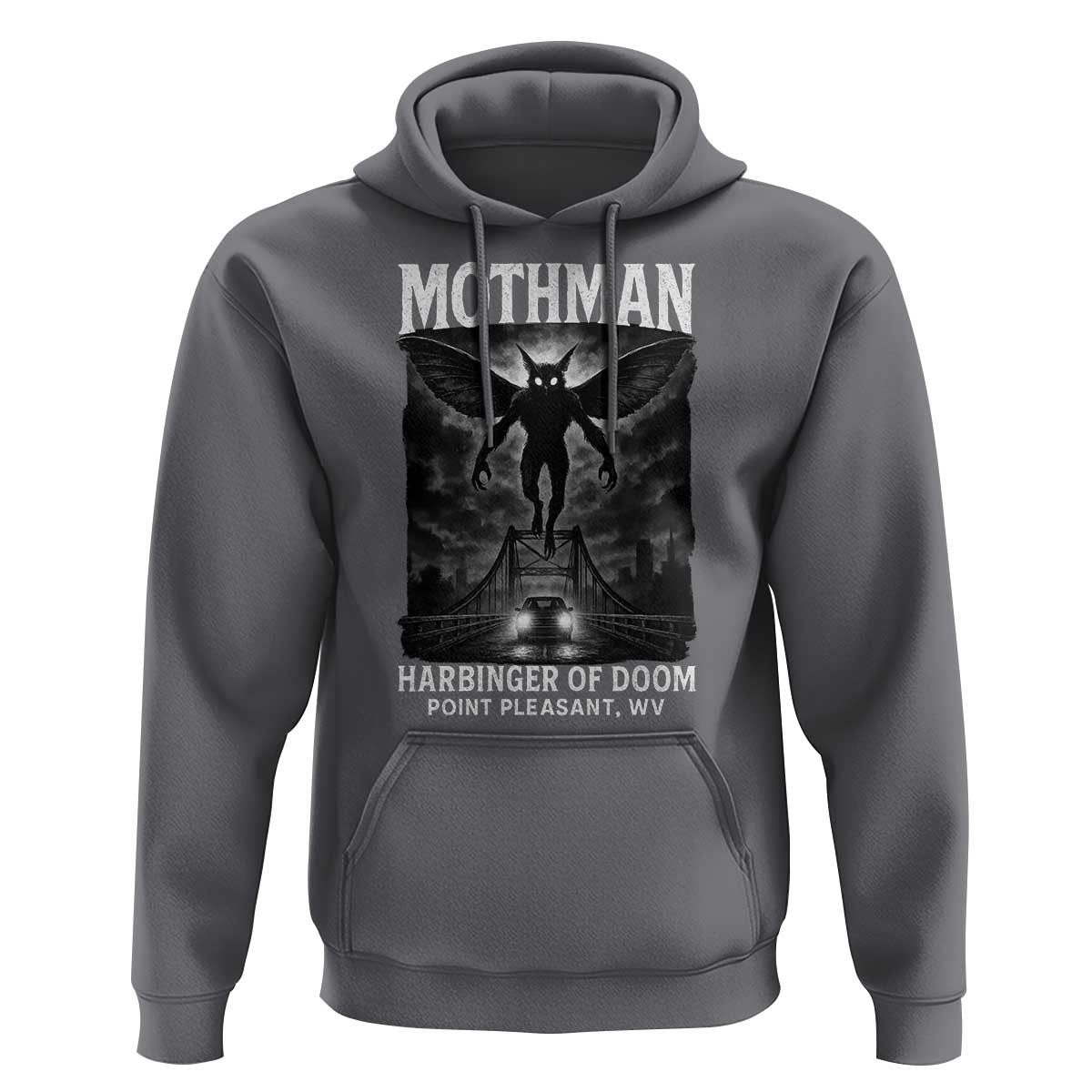 Mothman Hoodie Horror Poster Halloween Harbinger of Doom Cryptid Creature - Wonder Print Shop