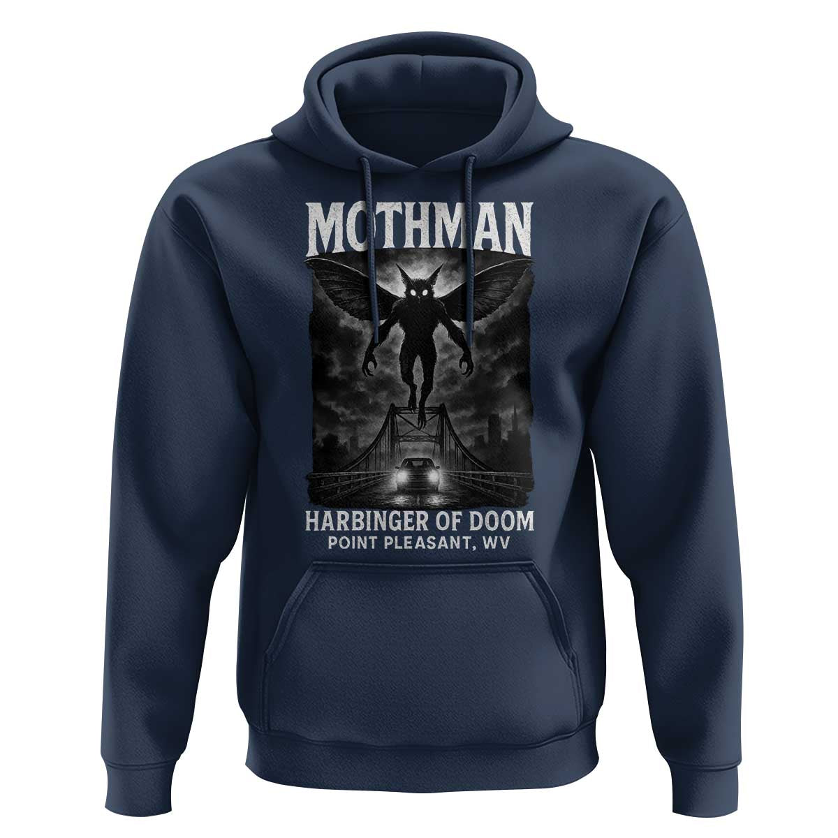 Mothman Hoodie Horror Poster Halloween Harbinger of Doom Cryptid Creature - Wonder Print Shop