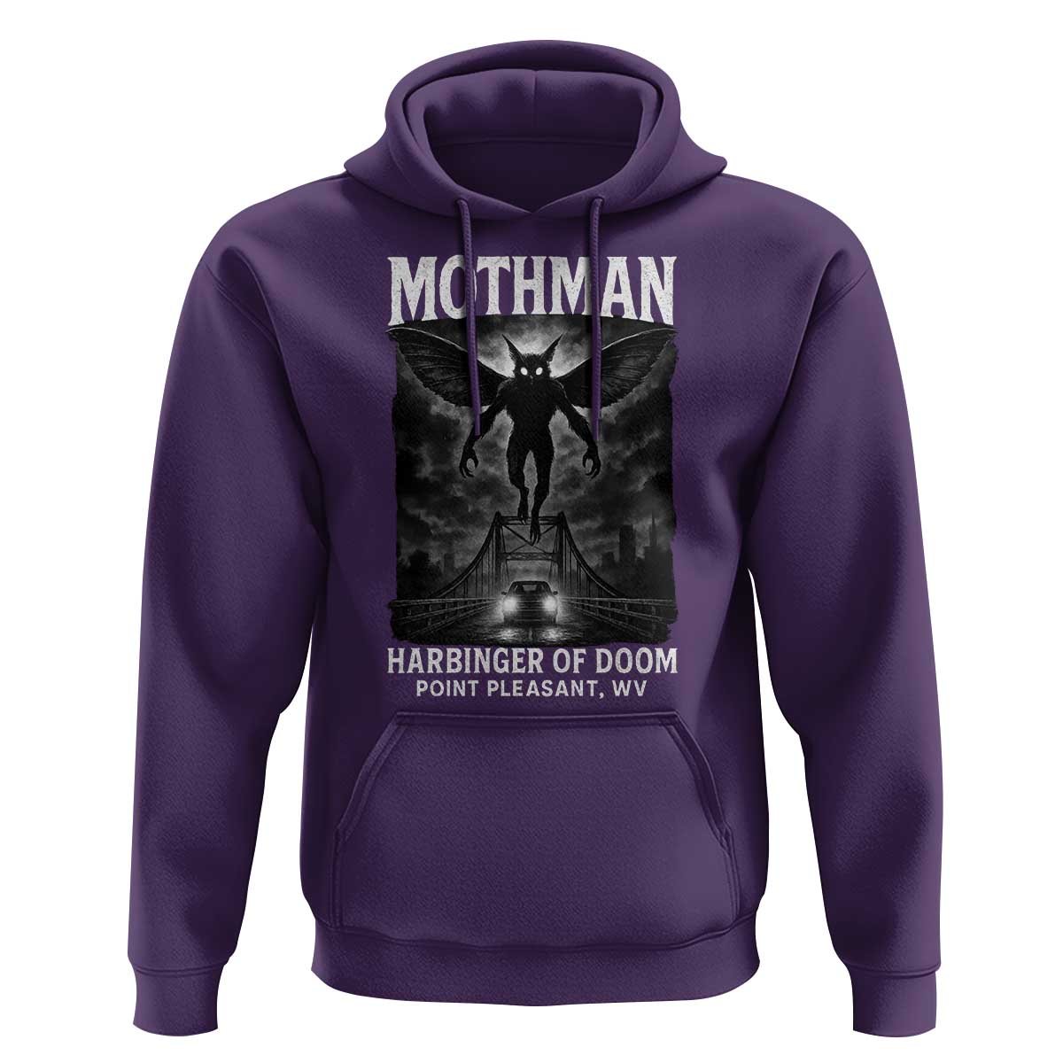 Mothman Hoodie Horror Poster Halloween Harbinger of Doom Cryptid Creature - Wonder Print Shop