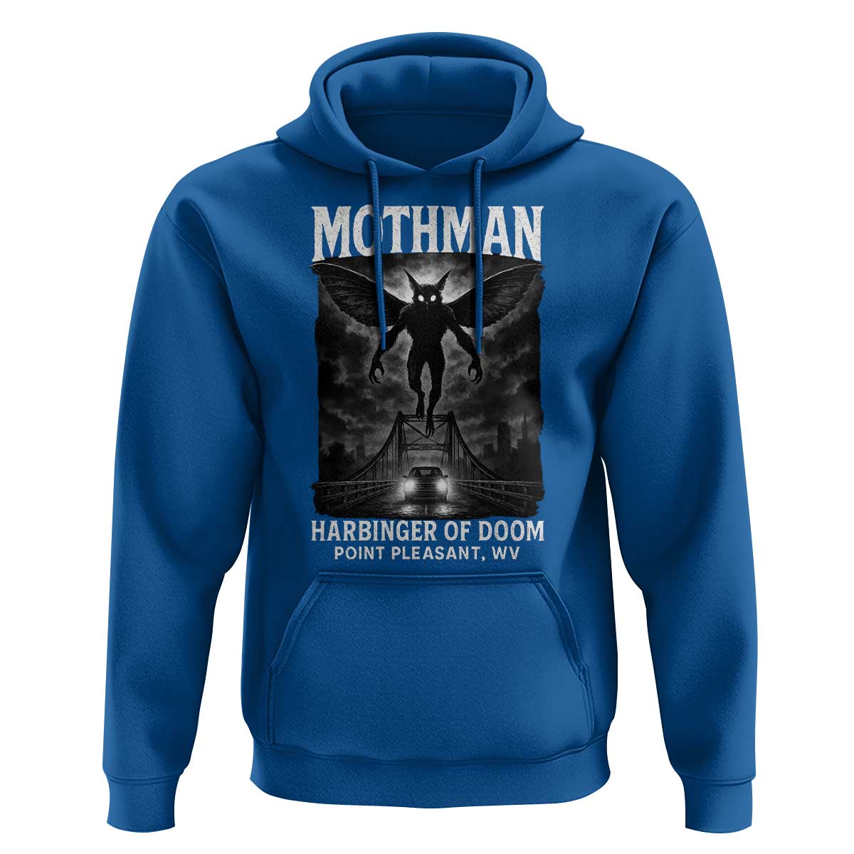 Mothman Hoodie Horror Poster Halloween Harbinger of Doom Cryptid Creature - Wonder Print Shop
